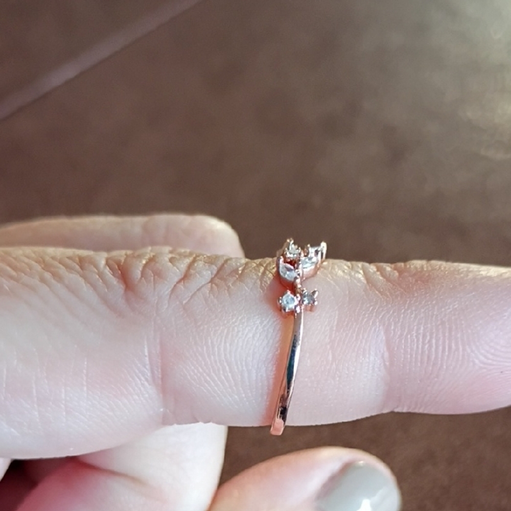 Rose Gold Open Adjustable Leaf Ring - image 2